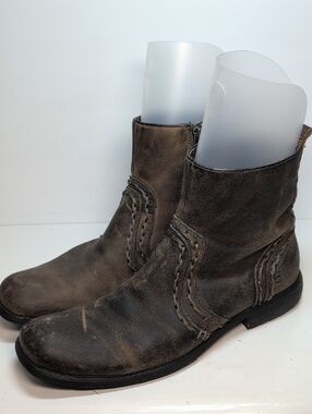 BED|STU revolution Distressed Brown Leather zip Ankle Boots mens size 10 EU 43